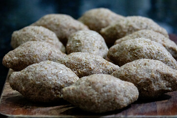 Traditional Lebanese Syrian style stuffed kibbeh