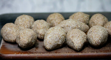 Traditional Lebanese Syrian style stuffed kibbeh