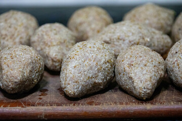 Traditional Lebanese Syrian style stuffed kibbeh
