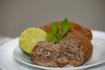 Traditional Lebanese Syrian style stuffed kibbeh