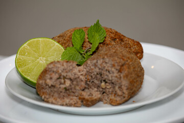 Traditional Lebanese Syrian style stuffed kibbeh