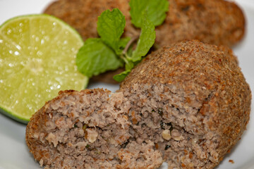 Traditional Lebanese Syrian style stuffed kibbeh