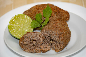 Traditional Lebanese Syrian style stuffed kibbeh