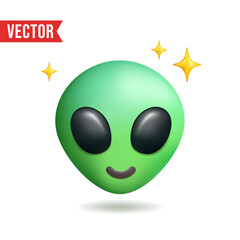 3D alien emoji isolated on white background. Vector illustration.