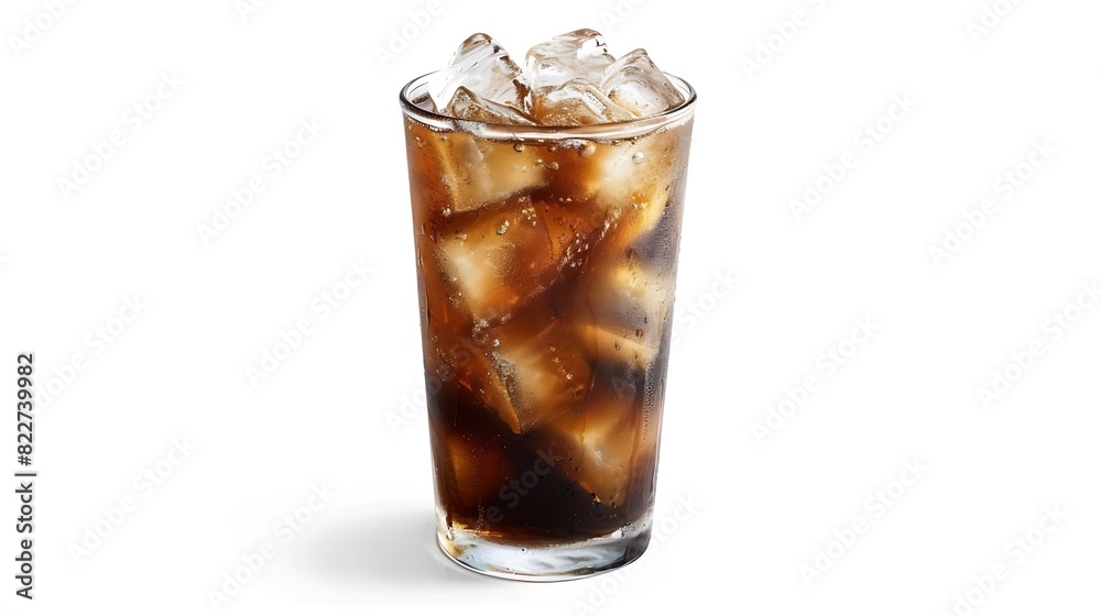 Poster glass of iced coffee isolated clipping path on white background : generative ai