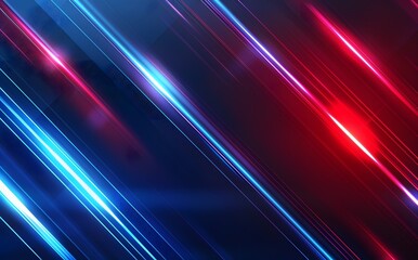Abstract Blue and Red Background with Light Rays and Neon Lines