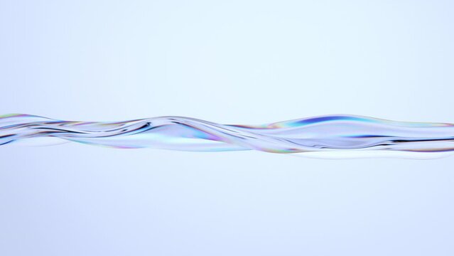 Abstract animation, background design with iridescent wave, 4k looping video, 3d render