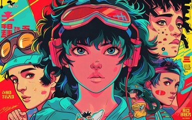 Fototapeta premium 80s Japanese Anime style 