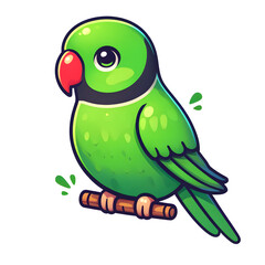 Green parrot on a branch