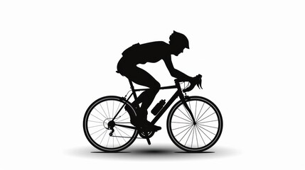 Obraz premium Realistic silhouette of a road bike racer, man is riding on sport bicycle isolated on white background.