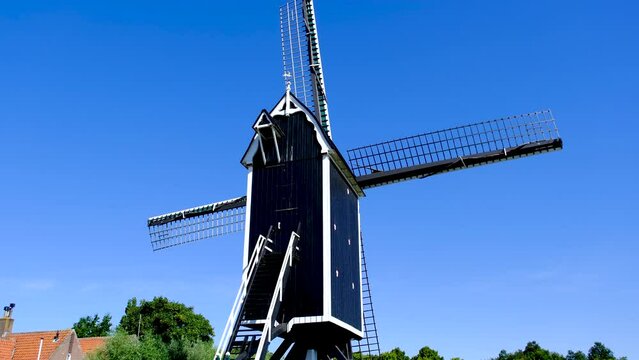 Korenmolen 't Vliegend Hert, Flour mill 't Vliegend Hert in the fortified city of Brielle, South Holland, Netherlands.