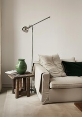 Minimalist corner of the living room close-up