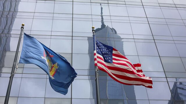 Displaying the American and New York State flags together creates a powerful and patriotic symbol.