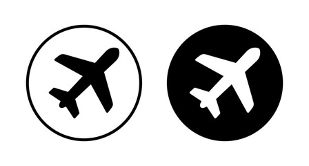 Obraz premium Plane icon vector isolated on white background. Aeroplane vector icon. Flight transport symbol. Travel element illustration. Holiday symbol. Airplane