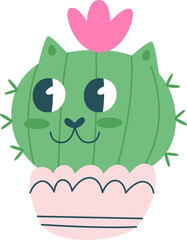 Cat Cactus Character In Pot