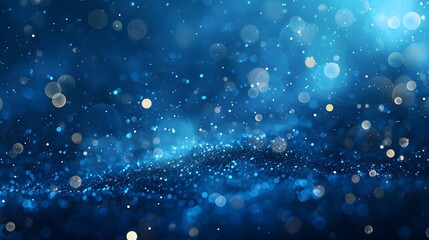 Abstract Blue Background with Bokeh Lights and Particles