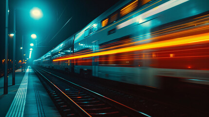 Fototapeta na wymiar train was speeding through the city