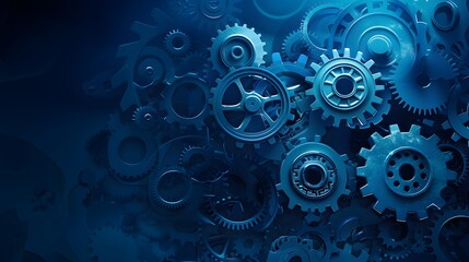 Abstract Blue Background with Gears and Cogs Vector Illustration