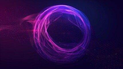 Neon Energy Sphere with Purple and Pink Flames: Abstract Particles and Waves