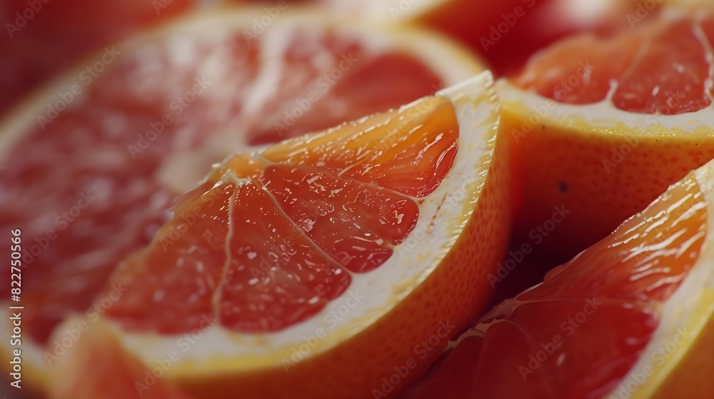 Aufkleber closeup of sliced ripe grapefruit macro creative background : generative ai