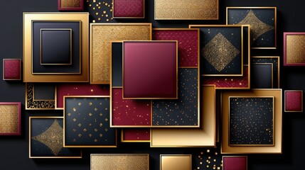 abstract technology design featuring luxury geometric shapes in black and yellow color with realistic graphic texture decoration in isolated elegant background, businsess background presentation