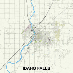Idaho Falls, Idaho, United States map poster art