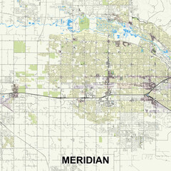 Meridian, Idaho, United States map poster art