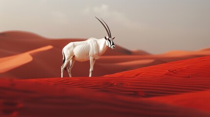 Arabian Oryx in the red sands desert conservation area