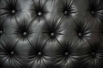 Fototapeta premium Detail of a black leather sofa with tufting