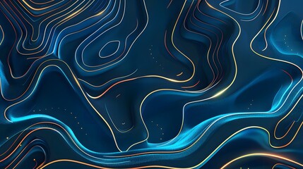 Obraz premium Abstract Blue Background with Glowing Lines and Waves