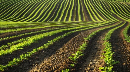 Rows on the field. Agricultural composition