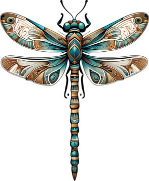 recommend clip art: Close-up Dragonfly Line Art Illustration, boho design, isolated blank background
