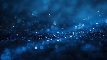 Abstract Blue Background with Glowing Particles and Bokeh Lights