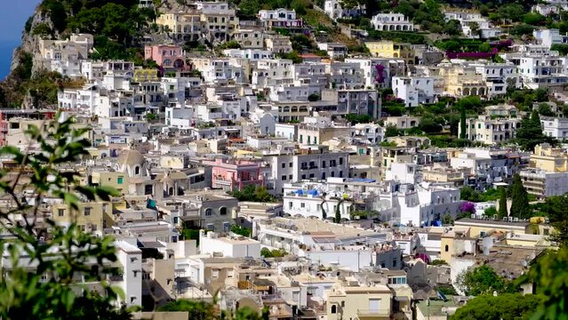 View of the popular town of Capri, in the island of Capri, Italy.