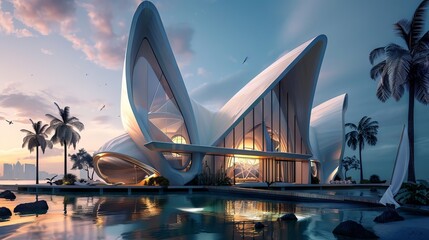 Naklejka premium World Architecture Day Concept. Modern architecture background for business