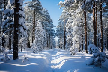 Obraz premium Pinheiros resisting the snowstorm., generative IA