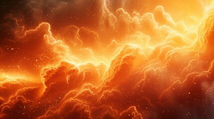 A cloud of glowing orange gas floats in space, flowing with a mass of energy.