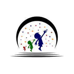 Happy Kid Star logo design vector illustration