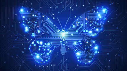 butterfly circuit technology, butterfly shape combined with electronic pattern circuit