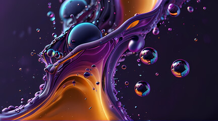 Abstract Ultra Violet Liquid Bubbles In Motion background