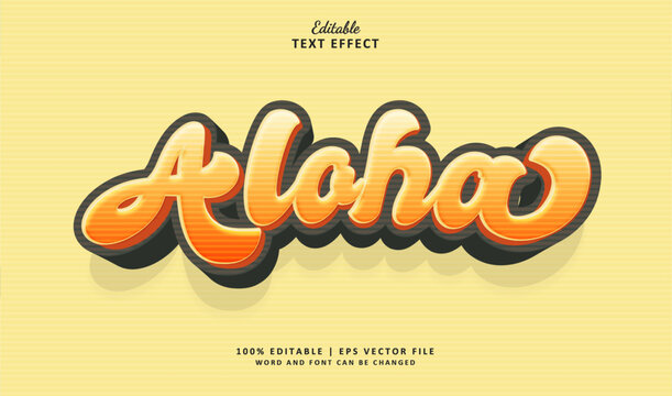 Aloha Editable Text Effect Style 3d Modern. Text Effect Theme Summer Season. 