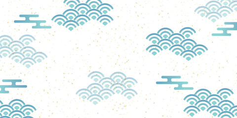 波　和柄　水彩　背景	