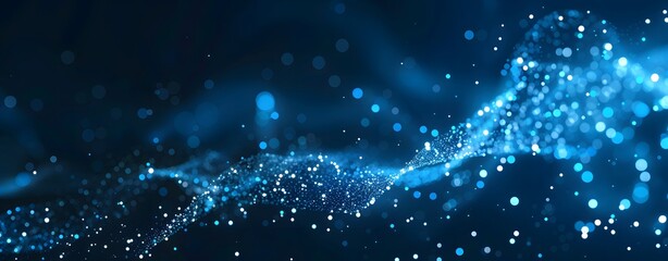 Abstract Blue Glowing Digital Particles Background