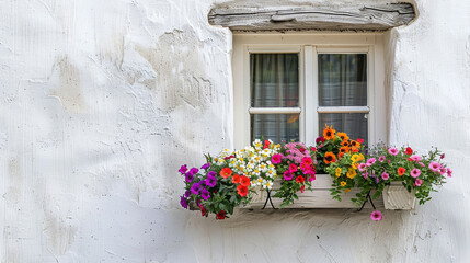 Naklejka premium 花のある外壁