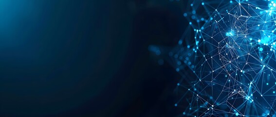 Abstract Blue Technology Background with Glowing Network Lines