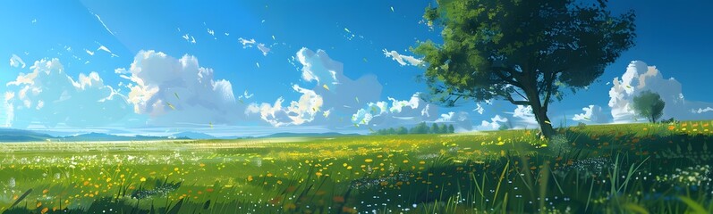 beautiful meadow with clear sky