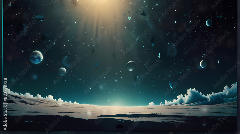 Sticker abstract background inspired by the concept of parallel universe