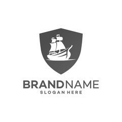 ship logo vector template illustration design