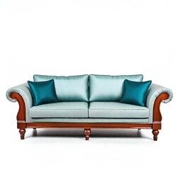 Fototapeta premium sofa isolated on white, interior, home, comfortable, design, room, leather, 3d, seat, decor, cushion, style, relax, armchair, contemporary, comfort, pillow, divan, chair