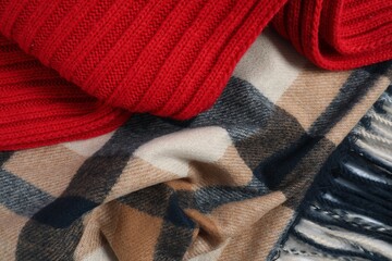 Two soft scarfs as background, closeup view